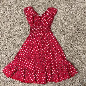 Vintage Red and White Polka Dot Ruffle Dress by Sara USA